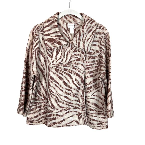 Chico's Zee Zebra-Print Cardigan Women's L - Picture 2 of 9